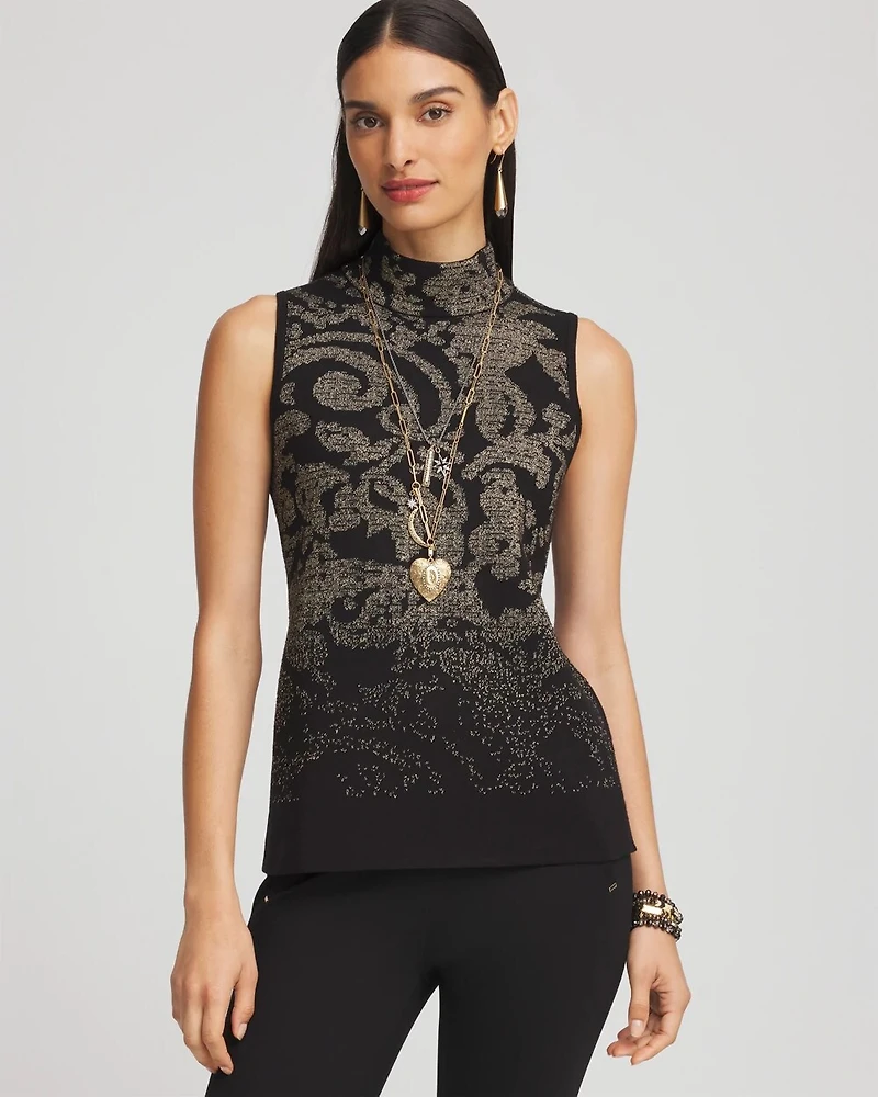 Jacquard Mockneck Sweater Tank