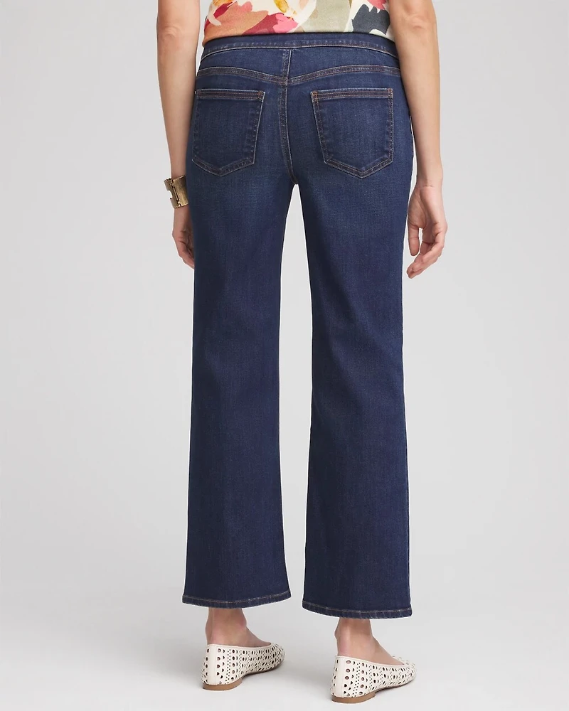 Pull-On Straight Cropped Jeans