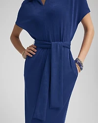 Travelers™ Belted V-Neck Collared Dress