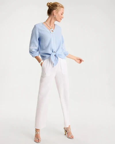 Cotton Gauze Tapered Crop Pant