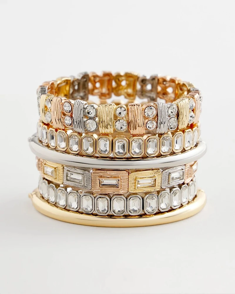 Tri-Tone Rectangle Stretch Bracelet