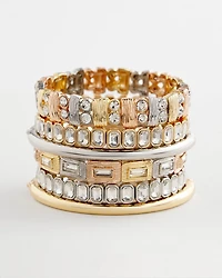 Tri-Tone Rectangle Stretch Bracelet
