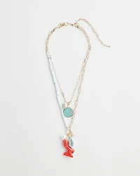 Convertible Coral Turquoise Charm Necklace
