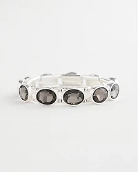 Large Hematite Faceted Gem Stretch Cuff Bracelet