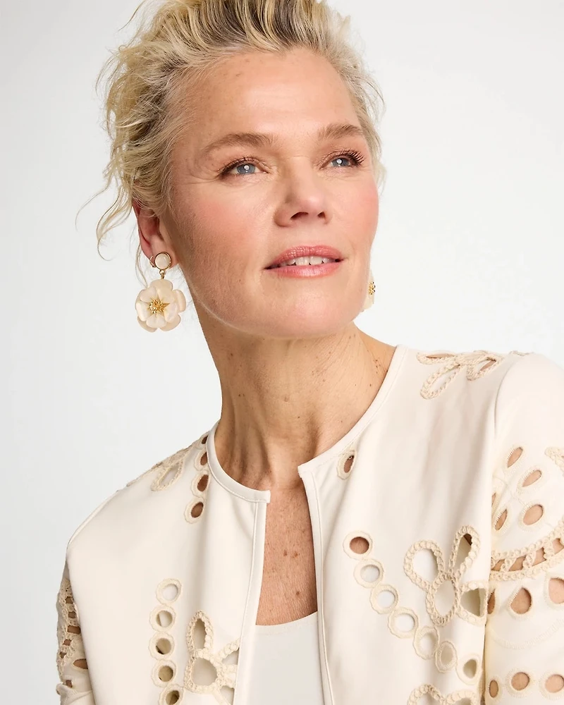 Neutral Flower Drop Earrings