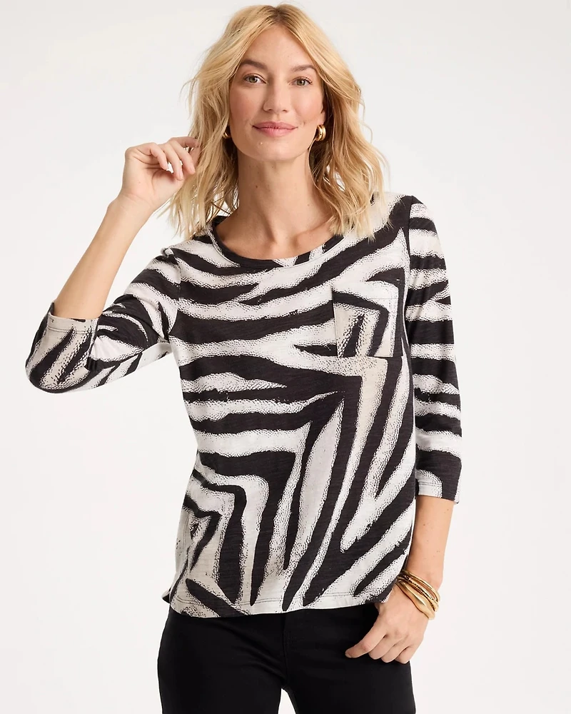 Animal Cotton Slub 3/4 Sleeve Tee