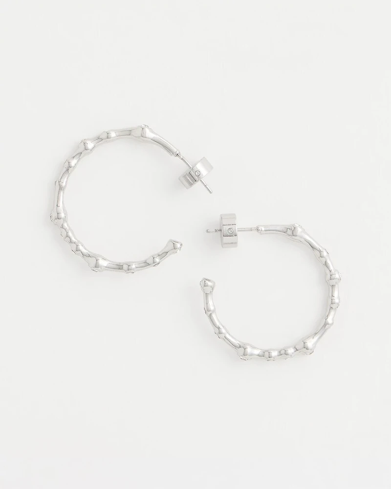 Silvertone Front-To-Back Hoop Earrings