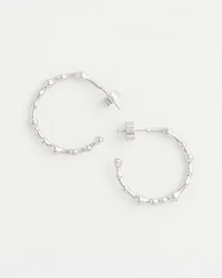 Silvertone Front-To-Back Hoop Earrings