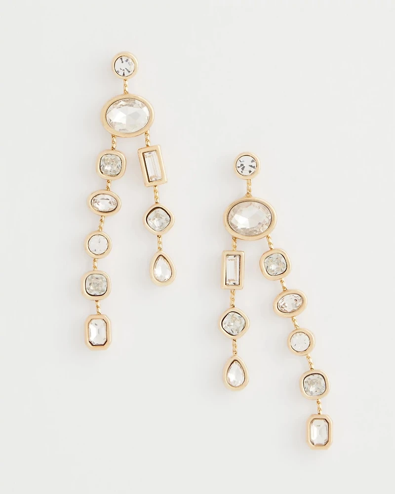 Bezel Set Linear Goldtone Earrings