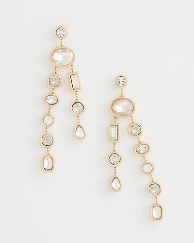 Bezel Set Linear Goldtone Earrings