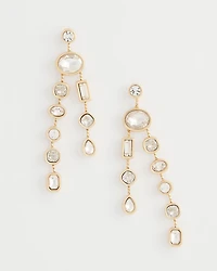 Bezel Set Linear Goldtone Earrings