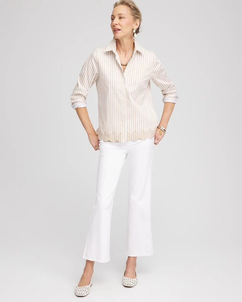 No Iron™ Scalloped-Hem Shirt