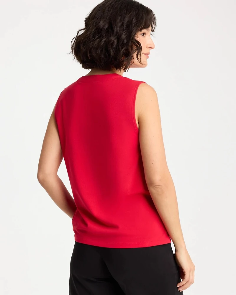Cotton-Stretch Notch Neck Tank