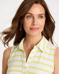 Striped Lime Collared Tunic Tank