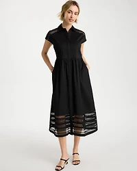 Lace Trim Midi Shirtdress