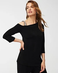 Travelers Embellished One Shoulder Top