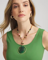 Sliced Agate Stone Pendant Necklace