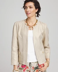 Collarless Linen Blazer