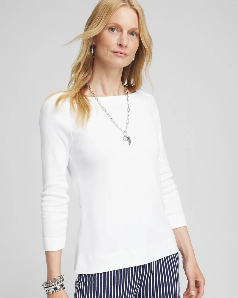 3/4 Sleeve Bateau Neck Tee