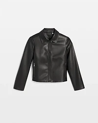 Faux Leather Zip-Front Jacket