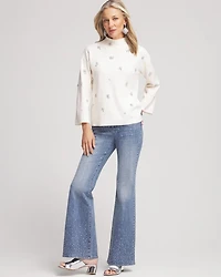 Embellished Mockneck Pullover Sweater