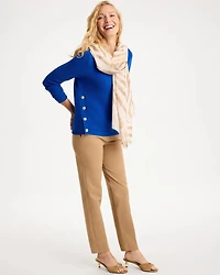 Button-Detail Pullover Sweater