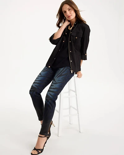 Ombre Zebra Animal Skinny Ankle Jeans