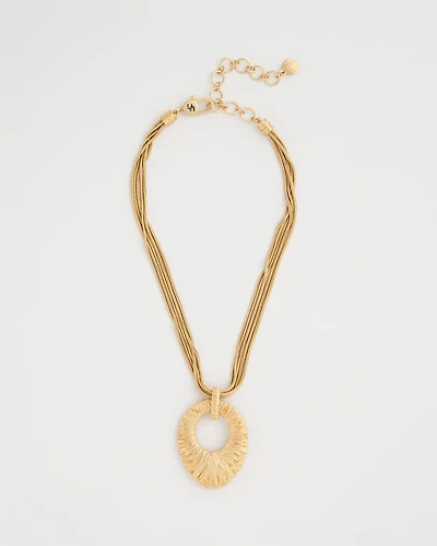 Crinkle Goldtone Pendant Necklace