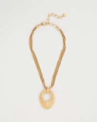 Crinkle Goldtone Pendant Necklace