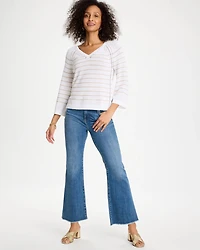 Metallic Striped Pullover Sweater