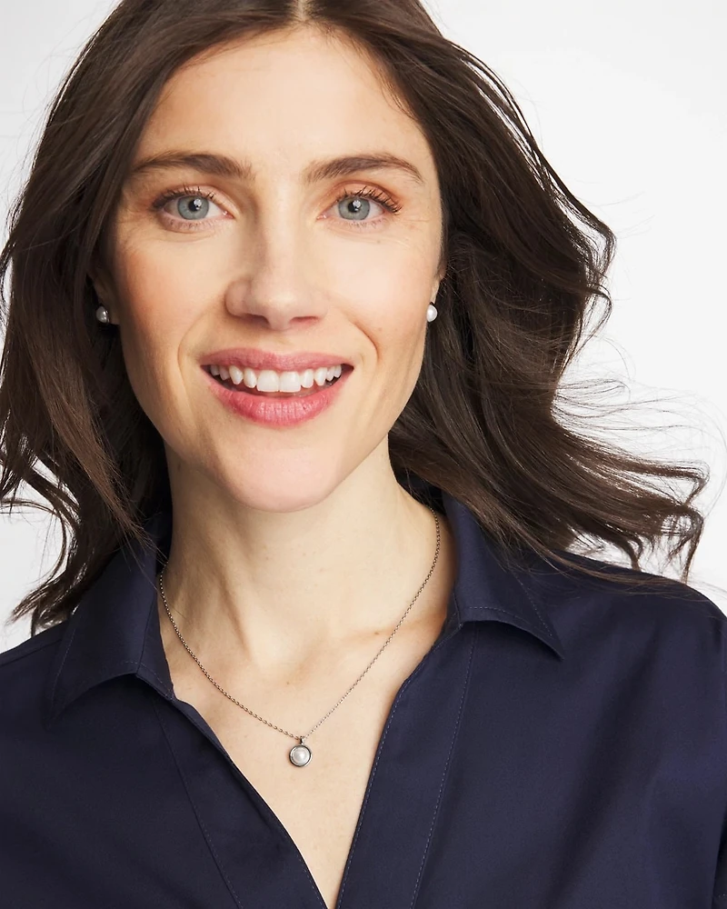 Silver Pearl Single Strand Necklace