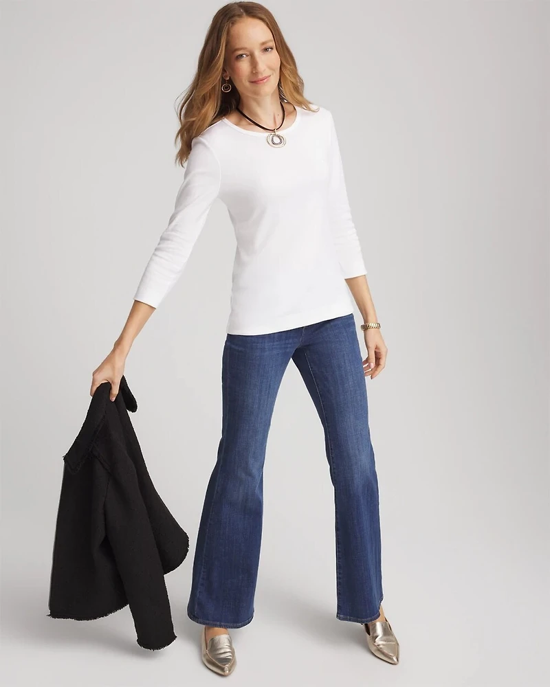 Pima Cotton Crewneck Button Tee