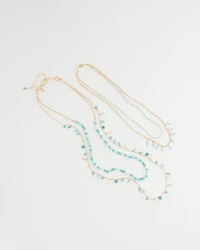 Multi-Strand Aqua Layering Necklace