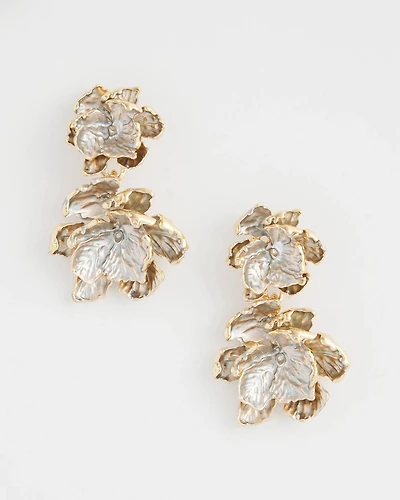 Painted Flower Linear Earrings