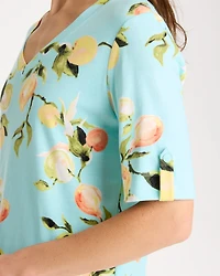 Pima Printed Elbow-Sleeve Tee