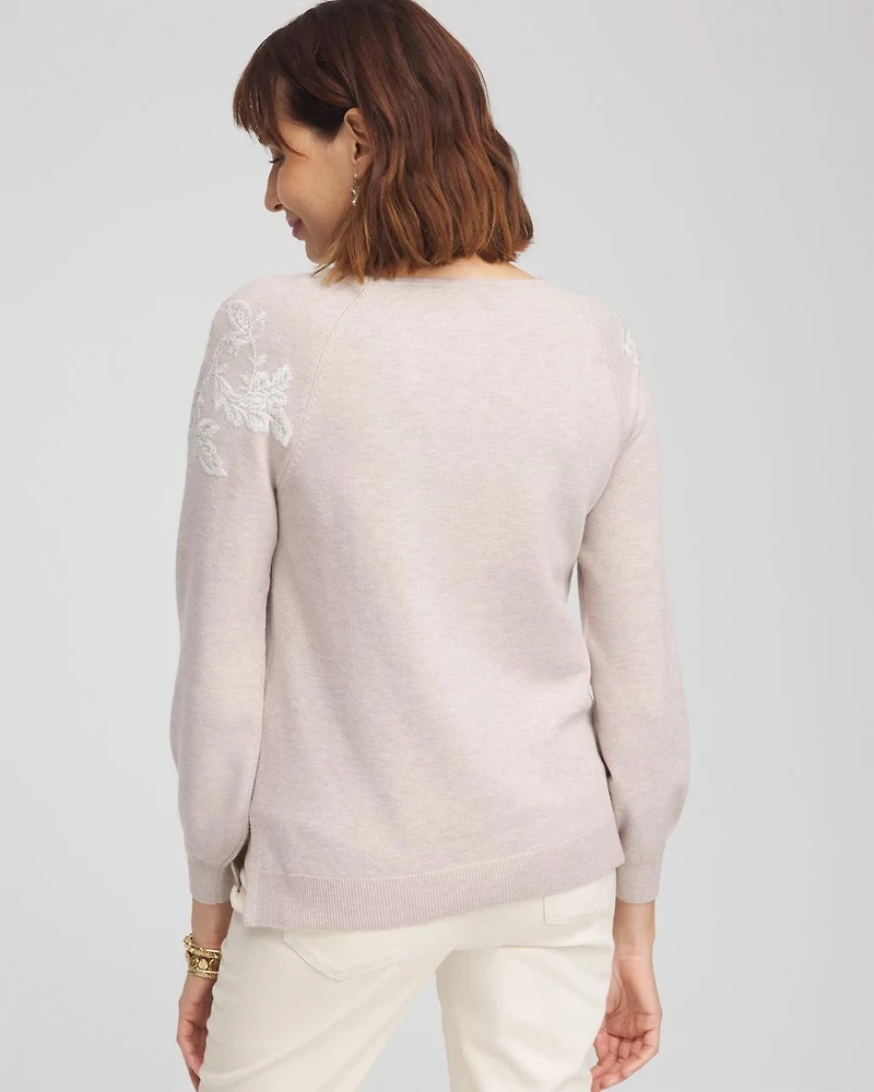 Embroidered Boatneck Sweater