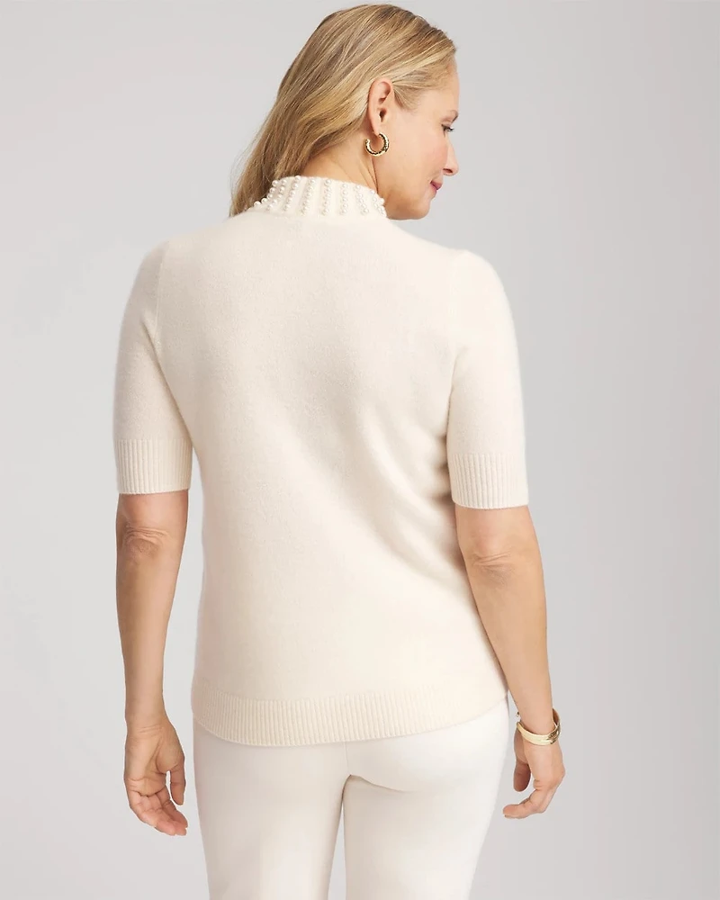 Cashmere Pearl Mockneck Sweater