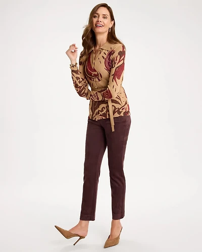 Faux Suede Juliet Slim Ankle Pants