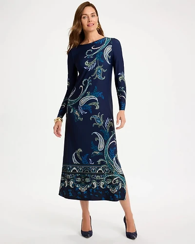 Petite Soft-Stretch Knit Printed Dress
