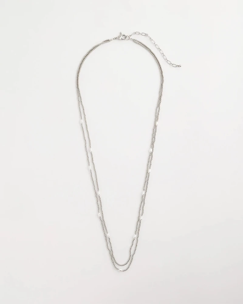 Pearlescent Bead Ball Long Necklace