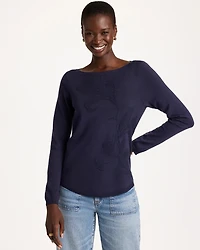 Ella Bateau Jacquard Pullover Sweater
