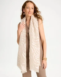 Neutral Zebra Jacquard Oblong Scarf