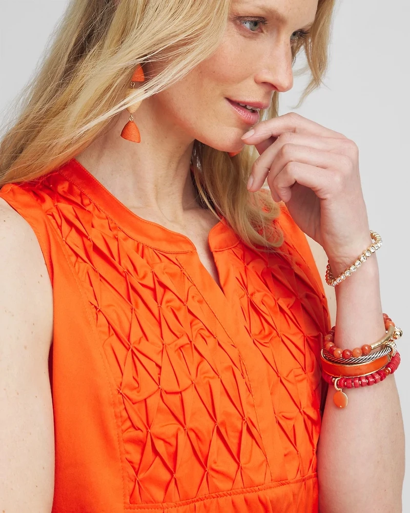 Poplin Smocked Midi Dress