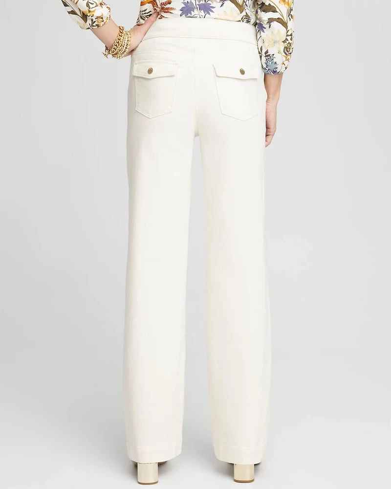 Pull-On Wide Leg Ankle Jeans