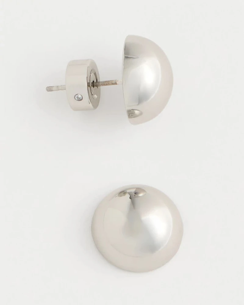 Mini Silvertone Sphere Stud Earrings