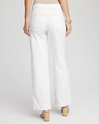 Seeded Pull-On Wide-Leg Jeans