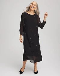 Feathered Georgette Popover Dress