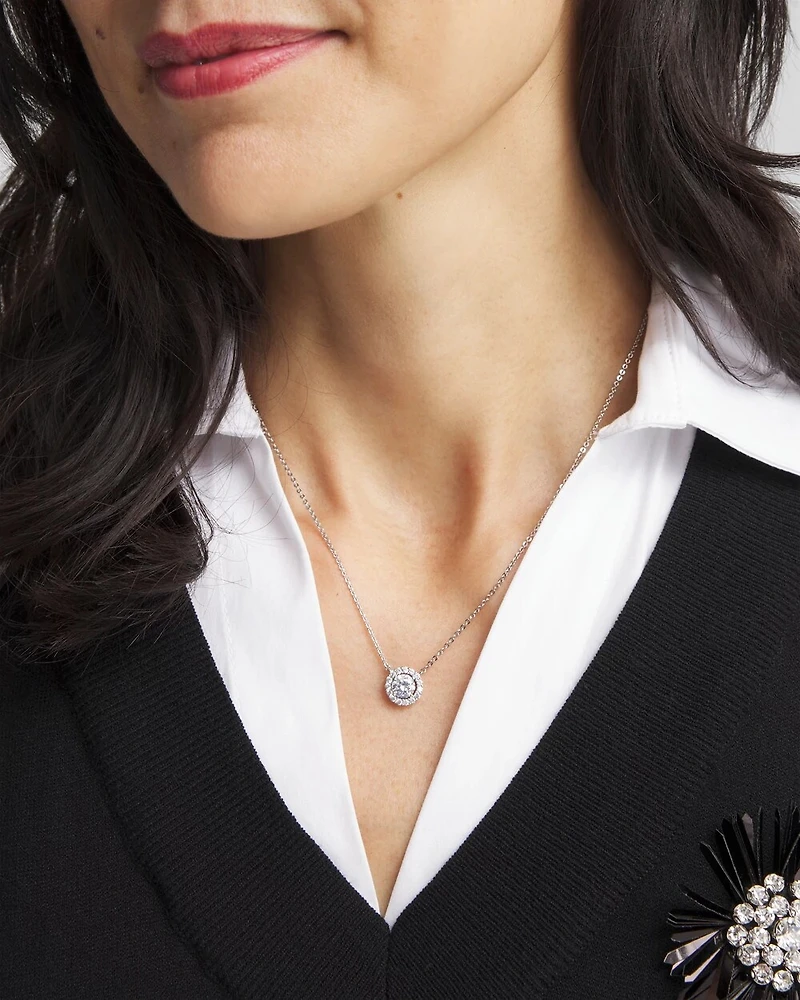 Silver Tone Drop Stone Necklace