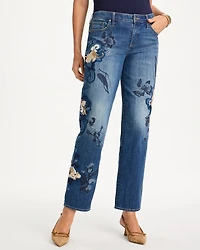 Embellished Girlfriend Straight Ankle Jeans