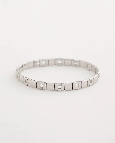 Glam Silvertone Slice Stretch Bracelet